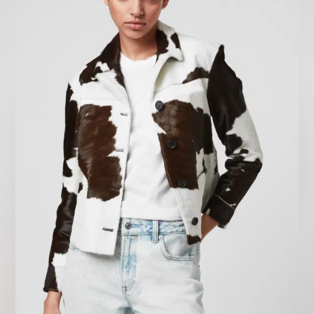 NWT Allsaints RARE Western Waver Ko Womens Calf Hair Jacket UK 10 US 6